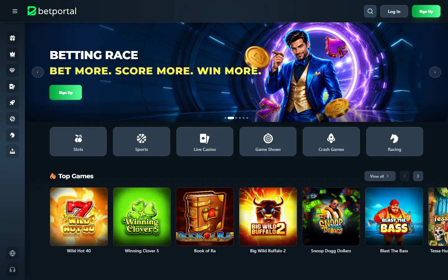 Betportal main page as captured