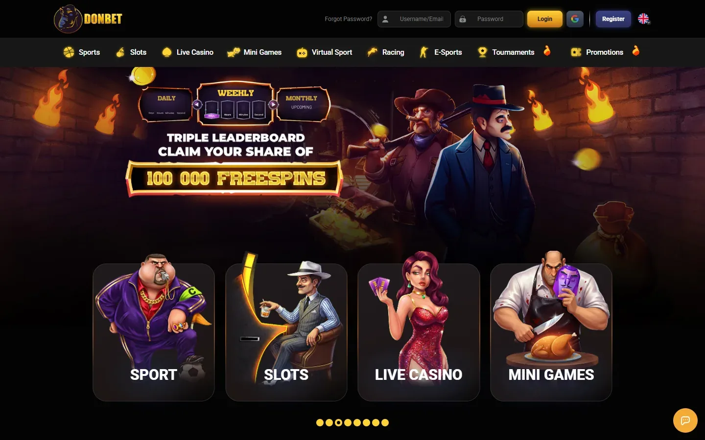 DonBet main page as captured