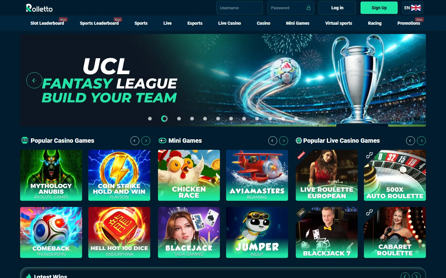Rolletto main page as captured